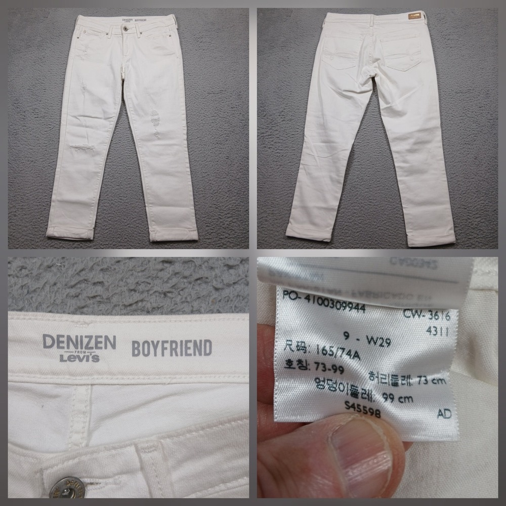 Denizen from‎ Levi's Boyfriend Jeans Women's 9 W29 White Distressed Denim